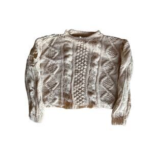Vintage Italian Made Virgin Wool Lord Brent Ivory Sweater Cropped Medium
